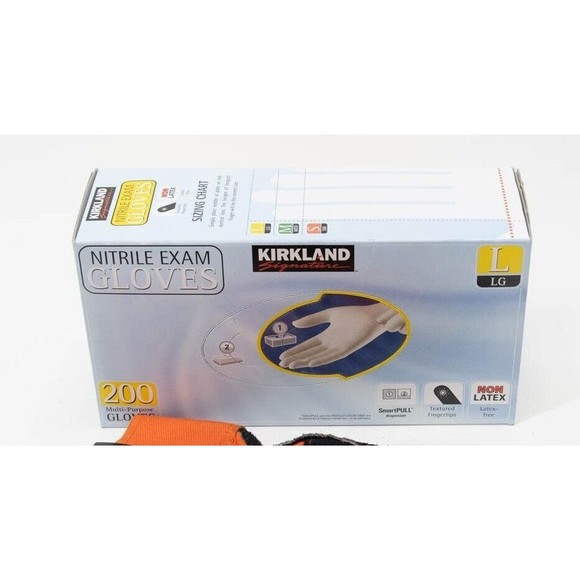 Kirkland Signature Latex Free Nitrile Exam Gloves Large Lot of 200 Textured Tip - Picture 1 of 6